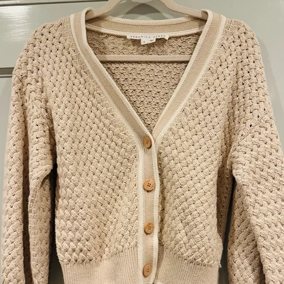 NWT Veronica Beard Kylean Cotton Knit Cardigan Sweater Top Cream White Sm 4 6 - Picture 6 of 10